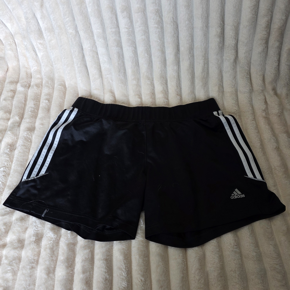 adidas Black Shorts with White Three-Stripe Detailing
